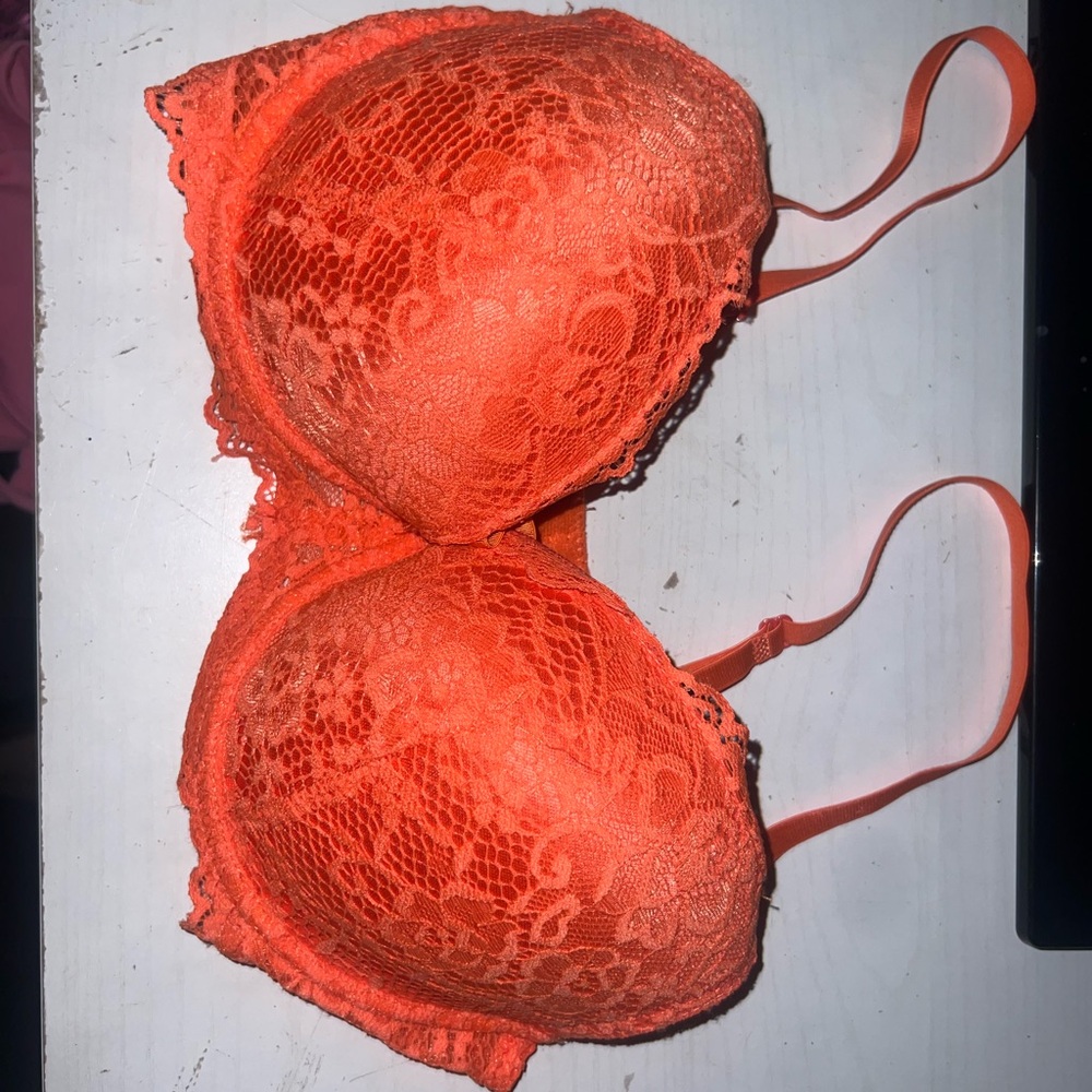 Lace Push-Up Bra in Vibrant Orange